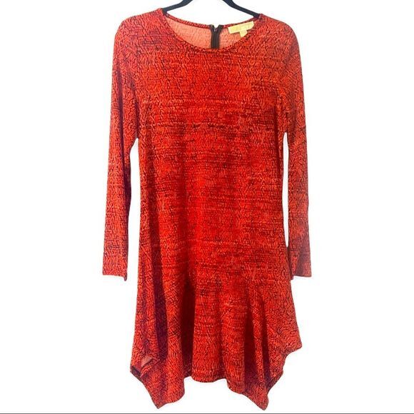 Michael Kors Orange Print Long Sleeve Dress - Picture 1 of 5